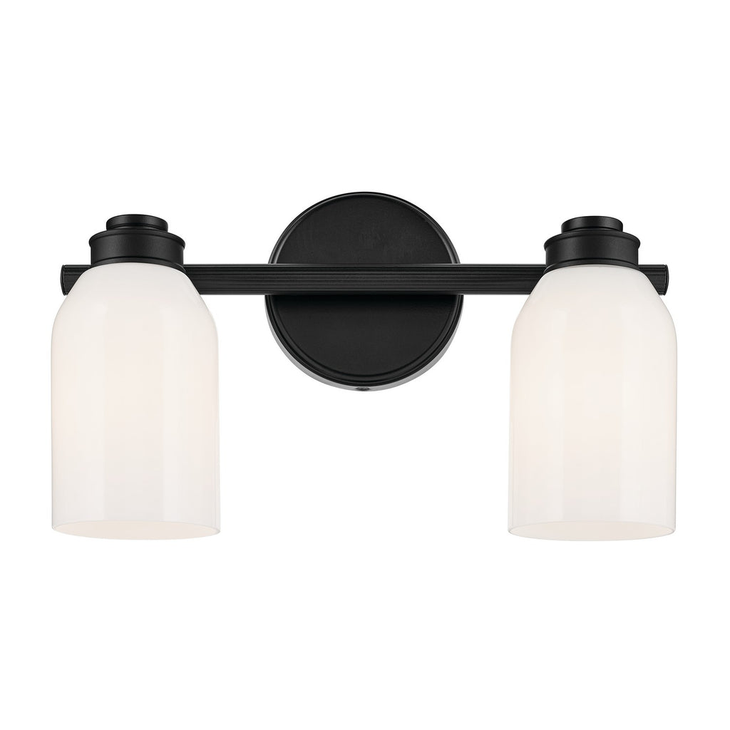 KICHLER 55201BK Shae 15" 2-Light Vanity Light With White Opal Glass In Black