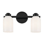 KICHLER 55201BK Shae 15" 2-Light Vanity Light With White Opal Glass In Black
