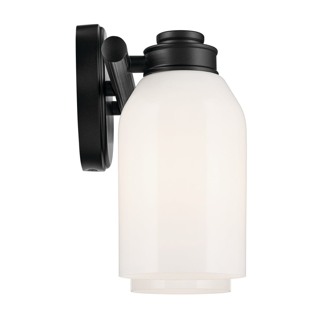 KICHLER 55201BK Shae 15" 2-Light Vanity Light With White Opal Glass In Black