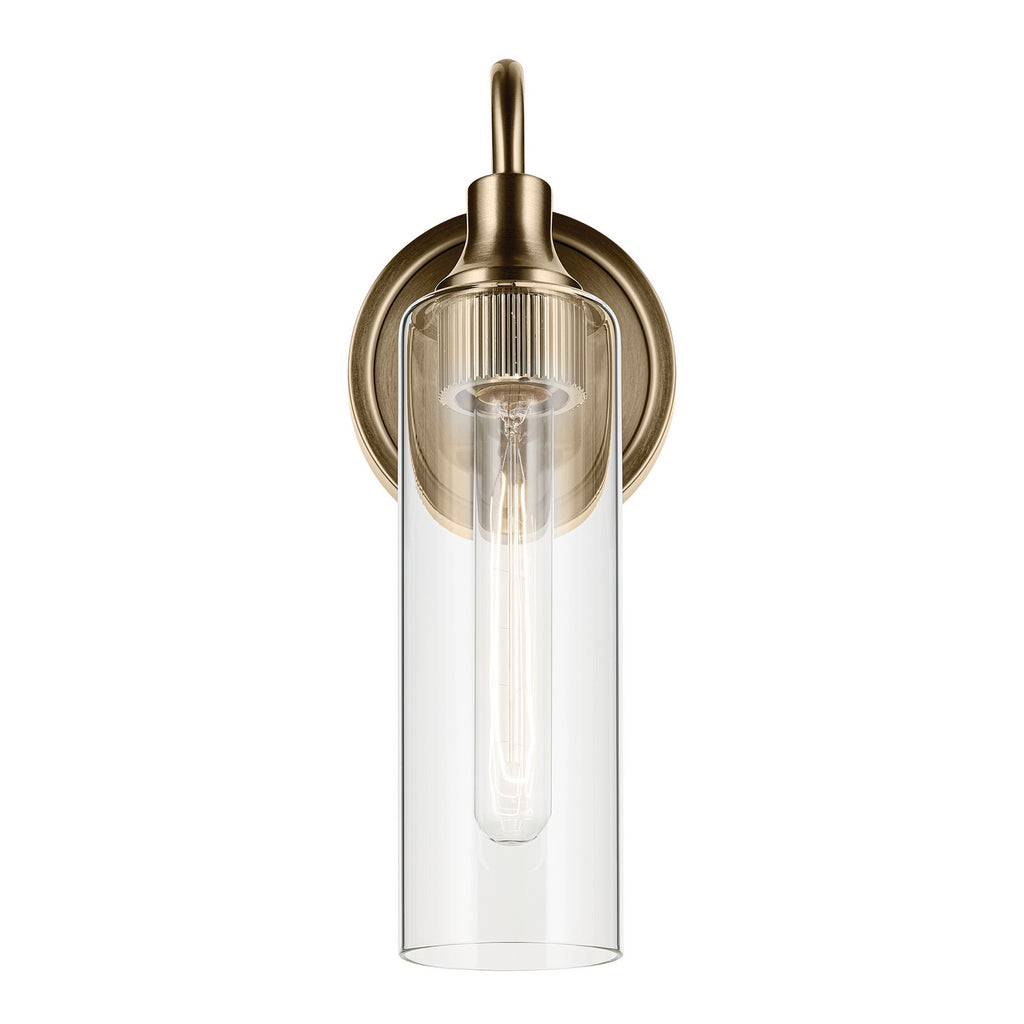 KICHLER 55209CPZ Kavi 13" 1-Light Wall Sconce With Clear Glass In Champagne Bronze