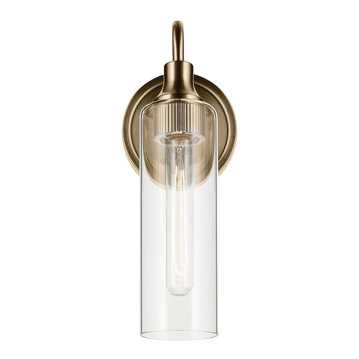 KICHLER 55209CPZ Kavi 13" 1-Light Wall Sconce With Clear Glass In Champagne Bronze