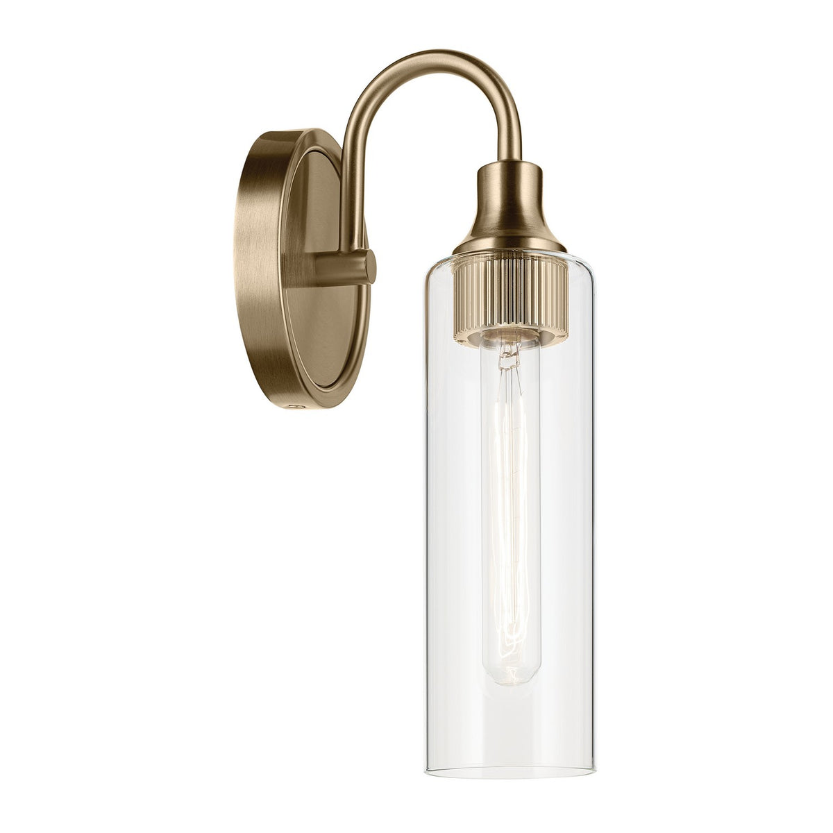 KICHLER 55209CPZ Kavi 13" 1-Light Wall Sconce With Clear Glass In Champagne Bronze