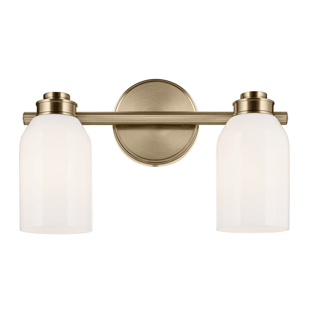 KICHLER 55201CPZ Shae 15" 2-Light Vanity Light With White Opal Glass In Champagne Bronze