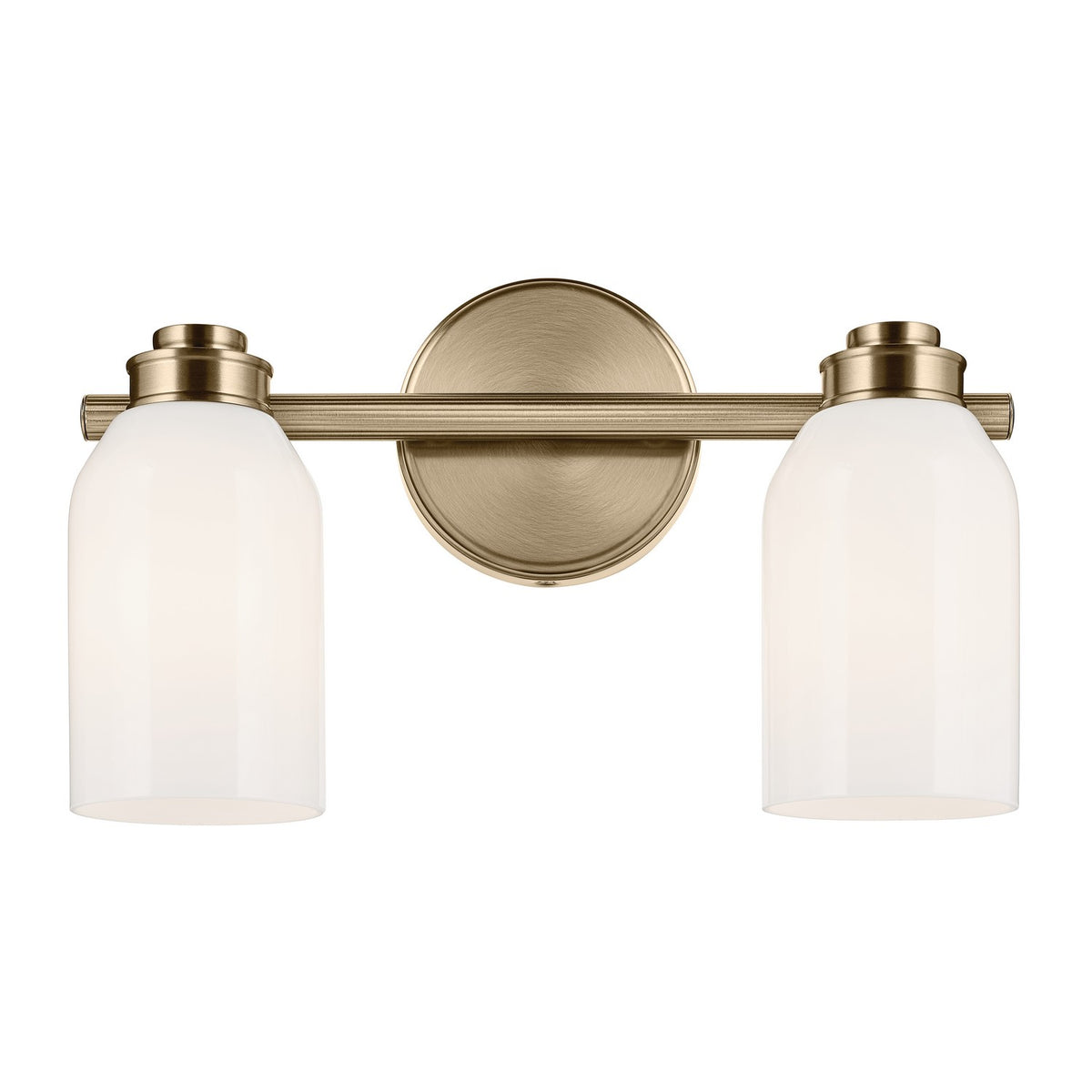 KICHLER 55201CPZ Shae 15" 2-Light Vanity Light With White Opal Glass In Champagne Bronze
