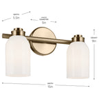 KICHLER 55201CPZ Shae 15" 2-Light Vanity Light With White Opal Glass In Champagne Bronze