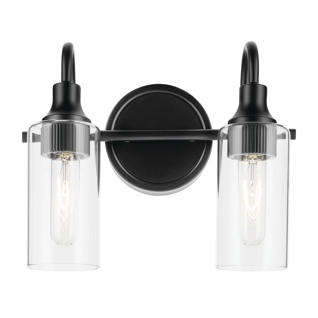 KICHLER 55210BK Kavi 12.5" 2-Light Vanity Light With Clear Glass In Black
