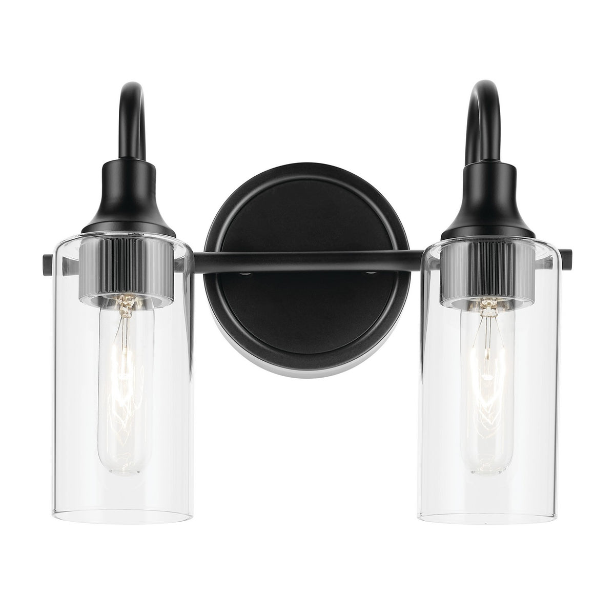 KICHLER 55210BK Kavi 12.5" 2-Light Vanity Light With Clear Glass In Black