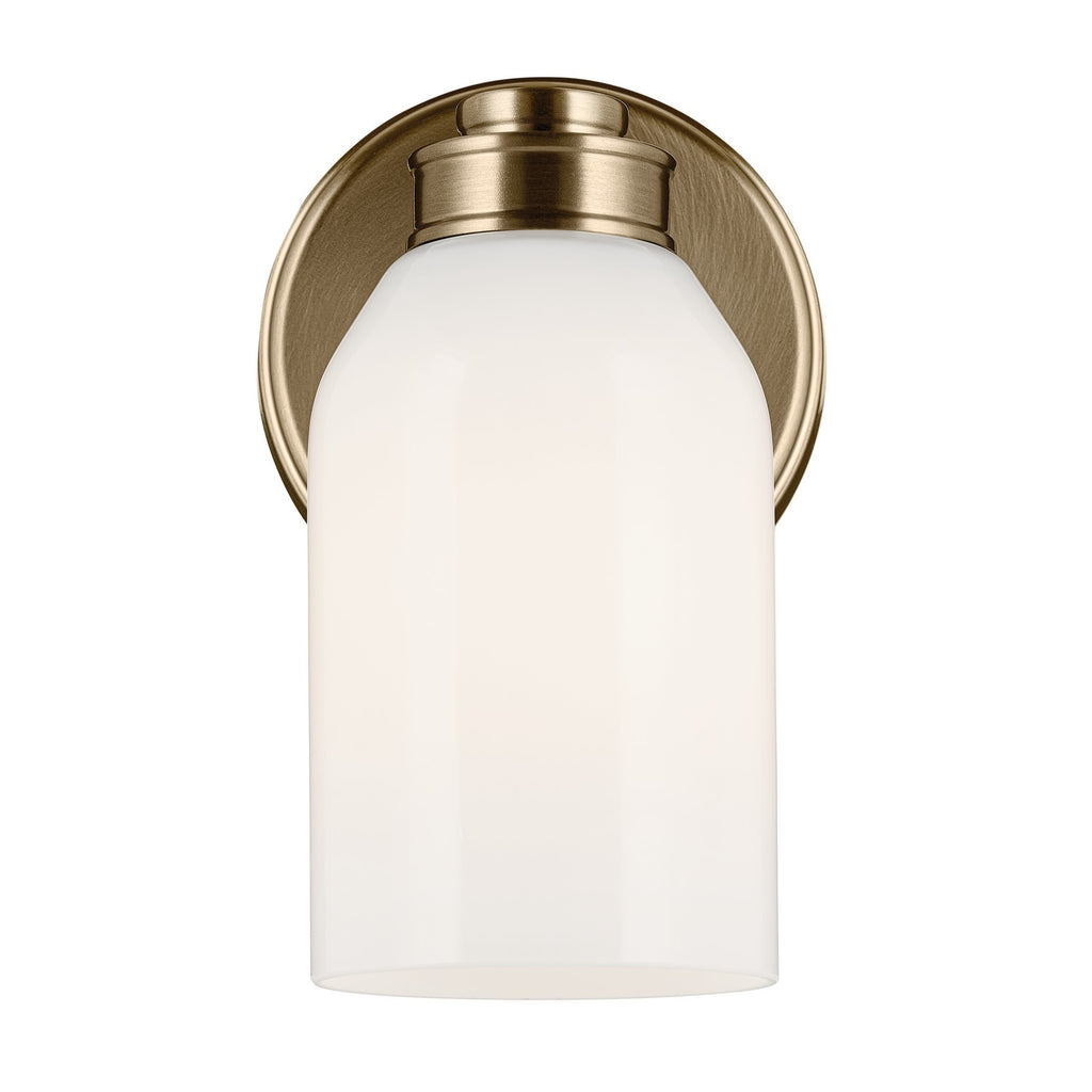 KICHLER 55200CPZ Shae 8.25" 1-Light Wall Sconce With White Opal Glass In Champagne Bronze
