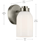 KICHLER 55200NI Shae 8.25" 1-Light Wall Sconce With White Opal Glass In Brushed Nickel