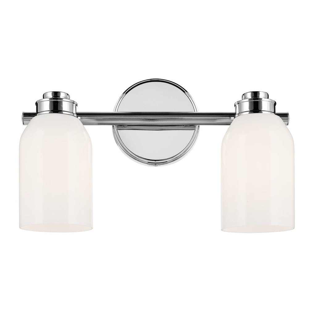 KICHLER 55201CH Shae 15" 2-Light Vanity Light With White Opal Glass In Chrome