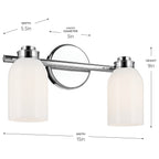 KICHLER 55201CH Shae 15" 2-Light Vanity Light With White Opal Glass In Chrome