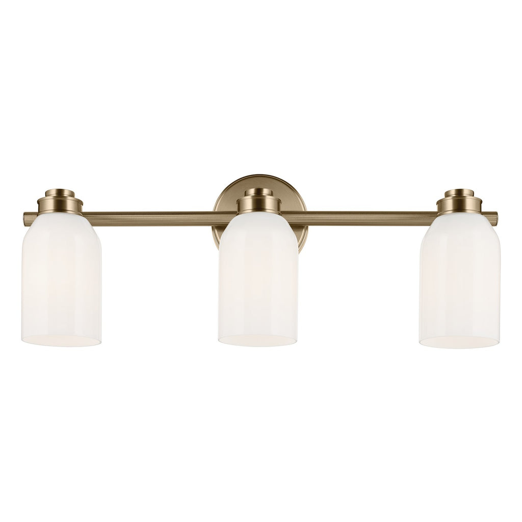 KICHLER 55202CPZ Shae 24.25" 3-Light Vanity Light With White Opal Glass In Champagne Bronze