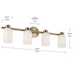 KICHLER 55203CPZ Shae 31" 4-Light Vanity Light With White Opal Glass In Champagne Bronze
