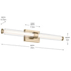 KICHLER 55239CPZLED Laurene 31" Linear Bath Bar Large Led With Clear Glass In Champagne Bronze