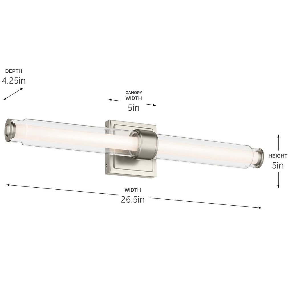 KICHLER 55238NILED Laurene 26.5" Linear Bath Bar Medium Led With Clear Glass In Brushed Nickel