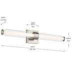 KICHLER 55238NILED Laurene 26.5" Linear Bath Bar Medium Led With Clear Glass In Brushed Nickel