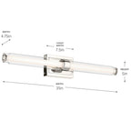 KICHLER 55239PNLED Laurene 31" Linear Bath Bar Large Led With Clear Glass In Chrome