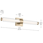 KICHLER 55238CPZLED Laurene 26.5" Linear Bath Bar Medium Led With Clear Glass In Champagne Bronze