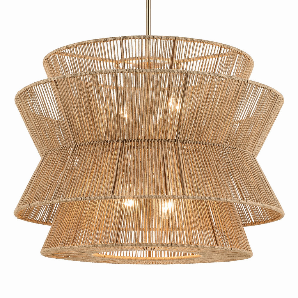 KICHLER 52735CPZ Ophira 28 Inch 4 Light Pendant With Jute Shade In Champagne Bronze