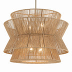 KICHLER 52735CPZ Ophira 28 Inch 4 Light Pendant With Jute Shade In Champagne Bronze