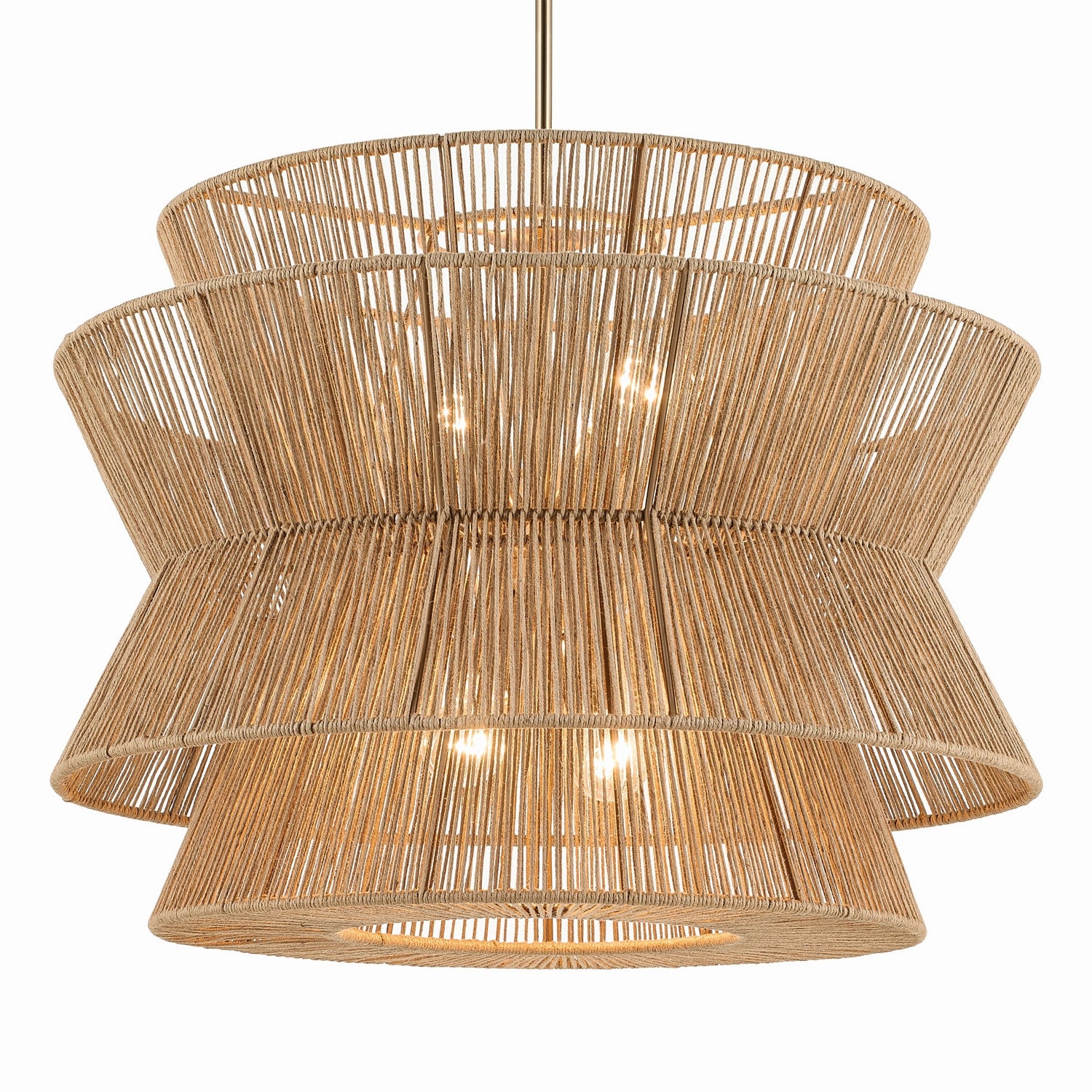 KICHLER 52735CPZ Ophira 28 Inch 4 Light Pendant With Jute Shade In Champagne Bronze
