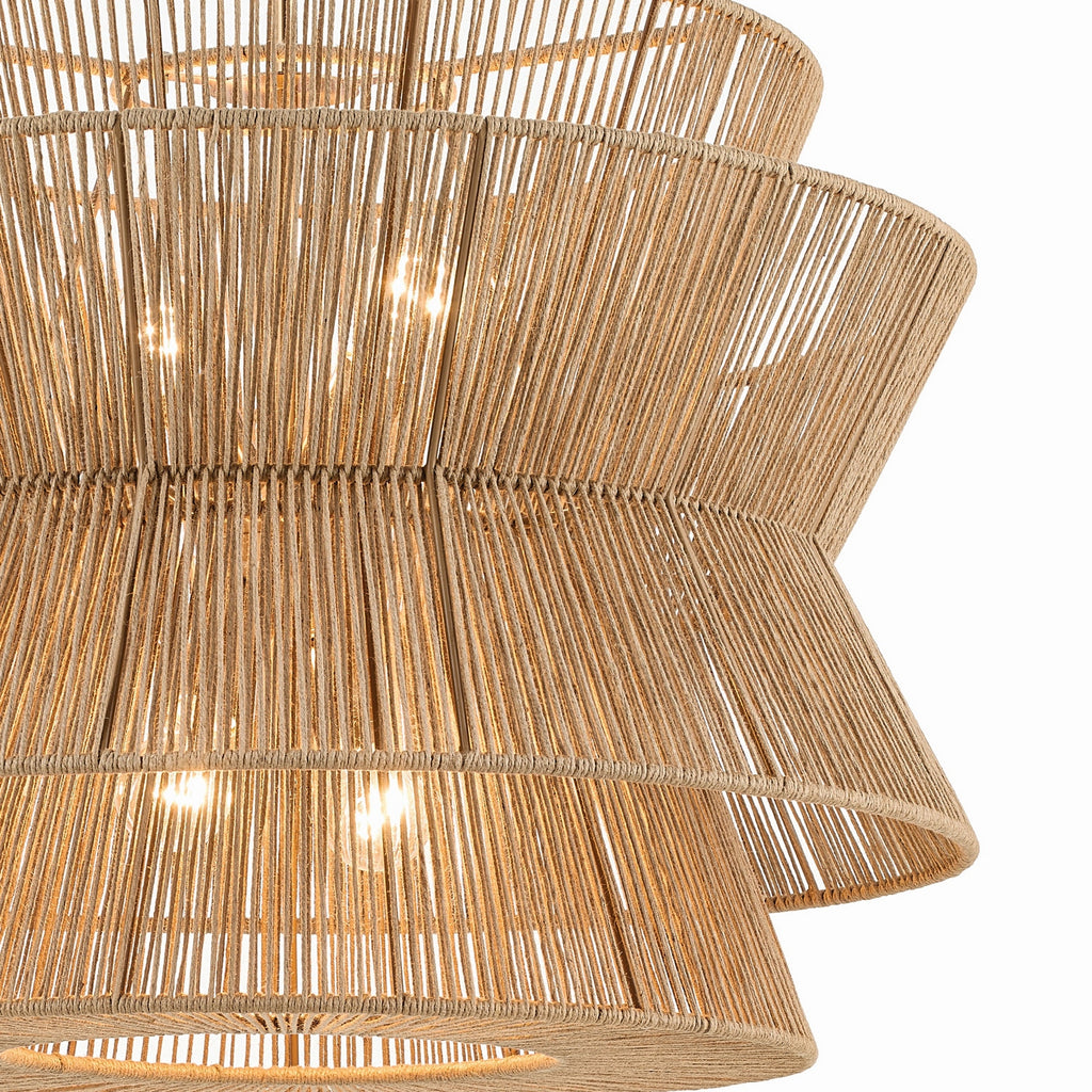 KICHLER 52735CPZ Ophira 28 Inch 4 Light Pendant With Jute Shade In Champagne Bronze
