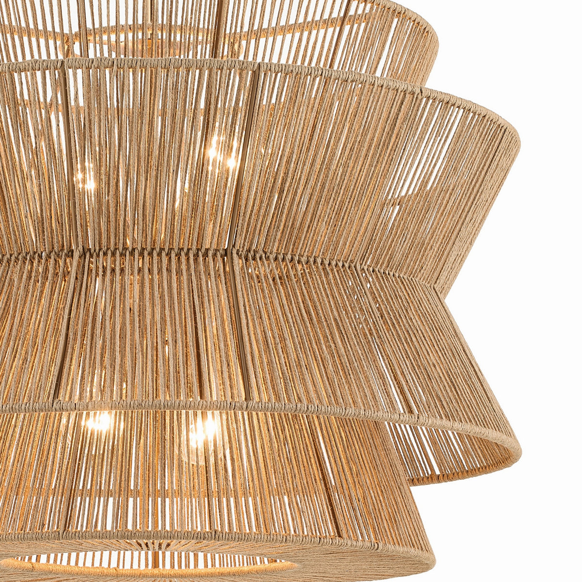 KICHLER 52735CPZ Ophira 28 Inch 4 Light Pendant With Jute Shade In Champagne Bronze