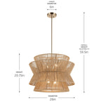 KICHLER 52735CPZ Ophira 28 Inch 4 Light Pendant With Jute Shade In Champagne Bronze