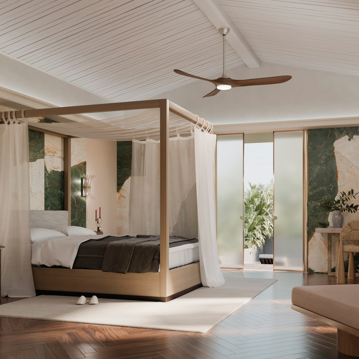 KICHLER 310570NI 70 Inch Mylo Ceiling Fan With Satin Etch Cased Opal Glass In Brushed Nickel With Natural Walnut Wood Blades