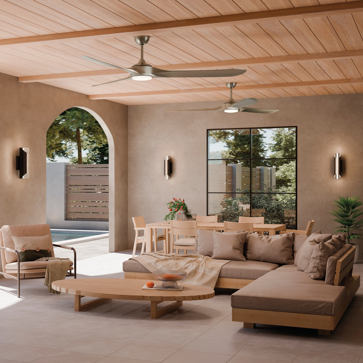 KICHLER 310680NI 80 Inch Mylo Weather+ Ceiling Fan With Satin Etch Cased Opal Glass In Brushed Nickel