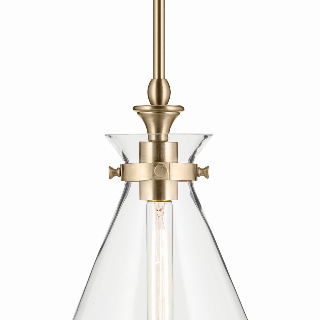 KICHLER 52774CPZCLR Laria 10.5 Inch 1 Light Pendant With Clear Glass In Champagne Bronze