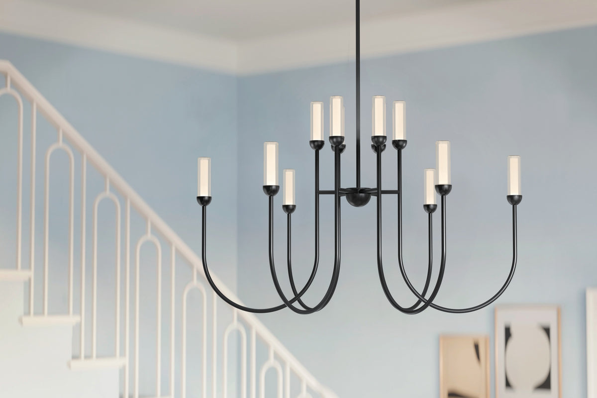 KICHLER 52759BKLED Moraine 40 Inch Led 12 Light 2-Tier Chandelier In Black