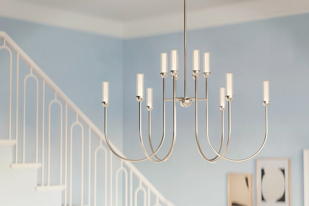 KICHLER 52759PNLED Moraine 40 Inch Led 12 Light 2-Tier Chandelier In Polished Nickel