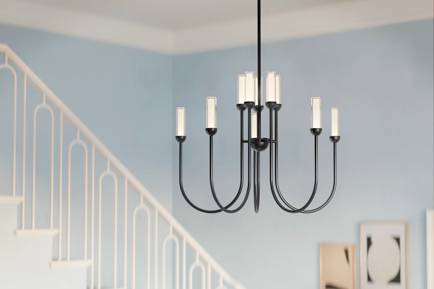 KICHLER 52757BKLED Moraine 30 Inch Led 10 Light 2-Tier Chandelier In Black
