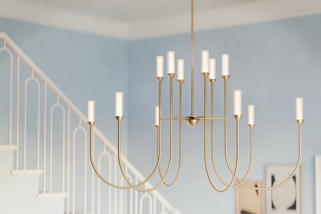 KICHLER 52758CPZLED Moraine 50 Inch Led 12 Light 2-Tier Chandelier In Champagne Bronze