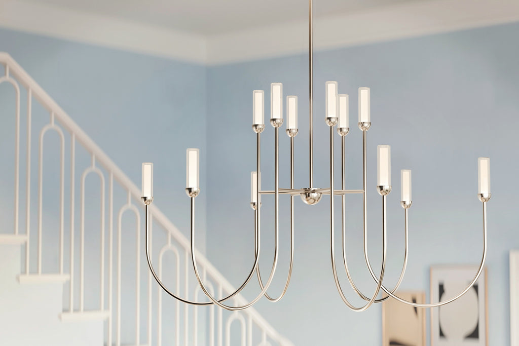 KICHLER 52758PNLED Moraine 50 Inch Led 12 Light 2-Tier Chandelier In Polished Nickel