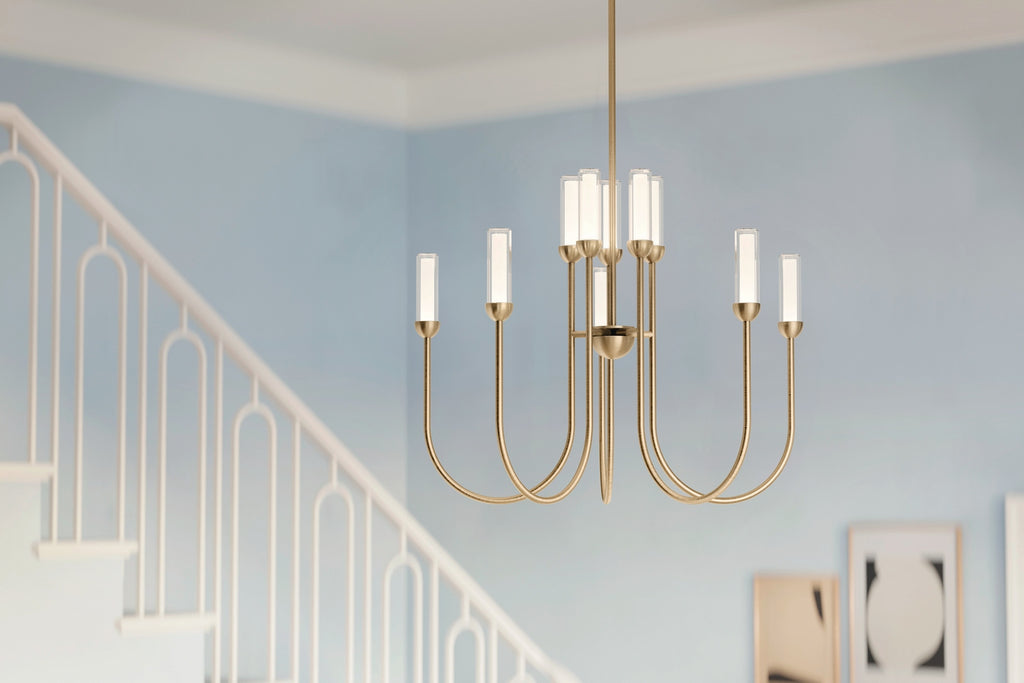KICHLER 52757CPZLED Moraine 30 Inch Led 10 Light 2-Tier Chandelier In Champagne Bronze