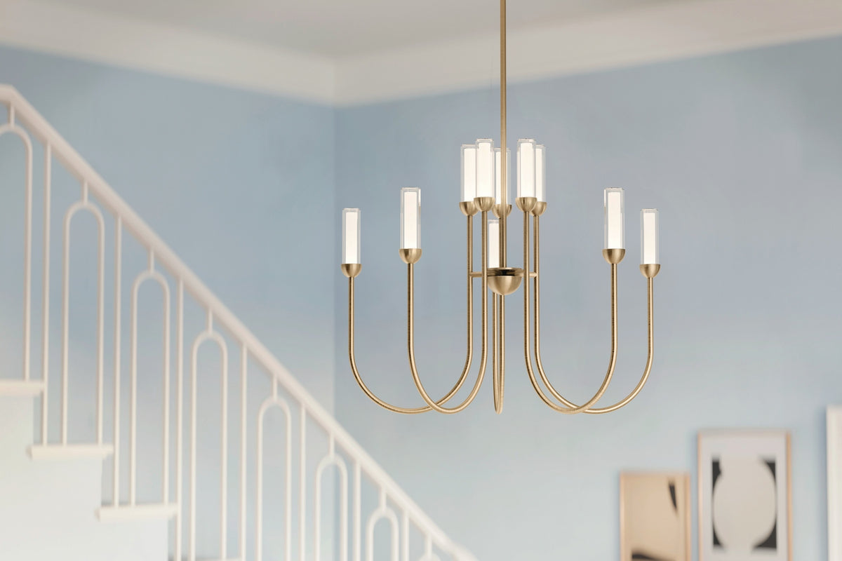 KICHLER 52757CPZLED Moraine 30 Inch Led 10 Light 2-Tier Chandelier In Champagne Bronze