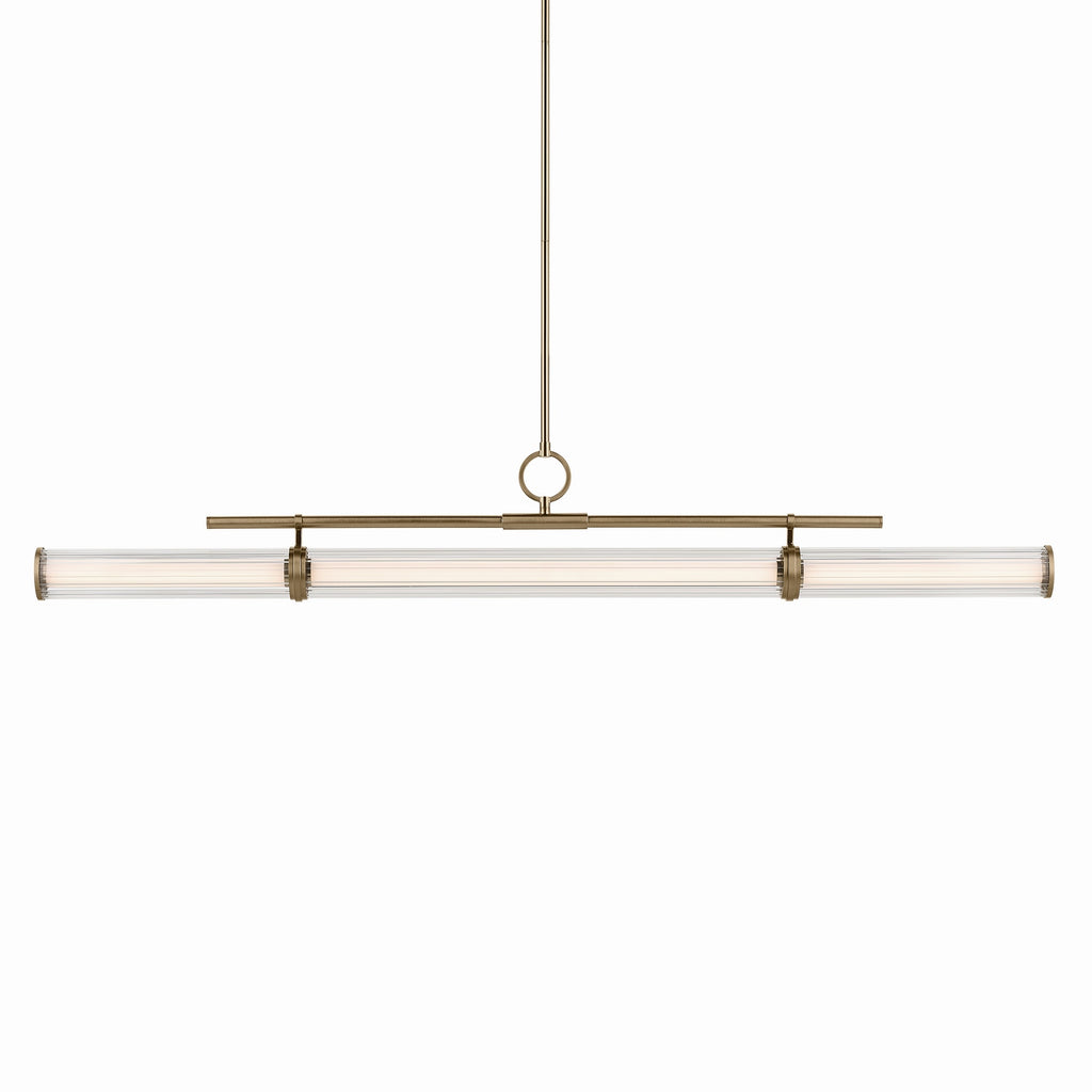 KICHLER 52754CPZLED Riven 60.25 Inch Led 1 Light Linear Chandelier With Clear Fluted Glass In Champagne Bronze