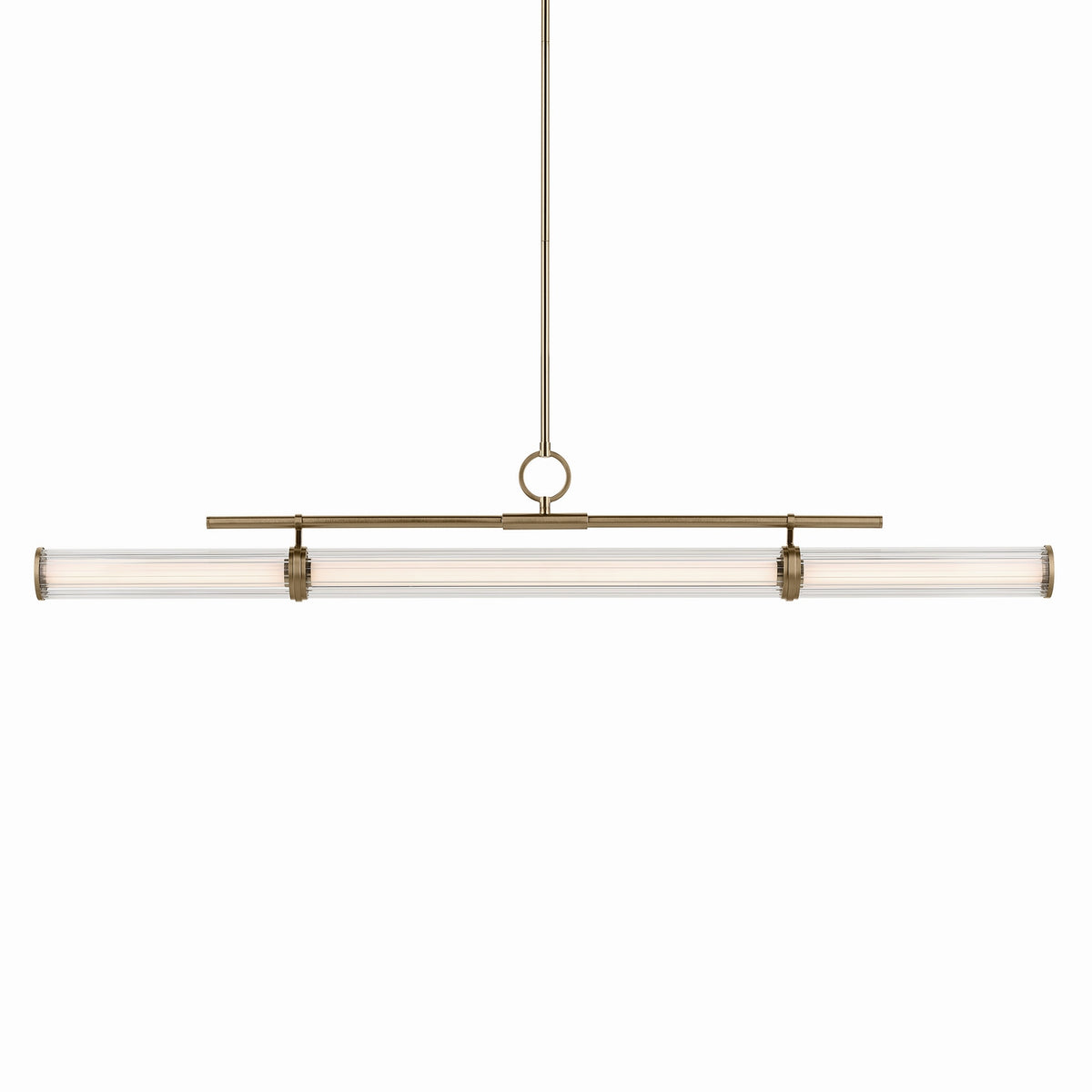 KICHLER 52754CPZLED Riven 60.25 Inch Led 1 Light Linear Chandelier With Clear Fluted Glass In Champagne Bronze