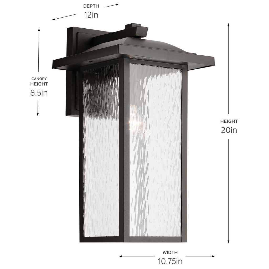 KICHLER 49928OZ Capanna 1-Light Extra-Large Wall Light With Clear Water Glass In Olde Bronze