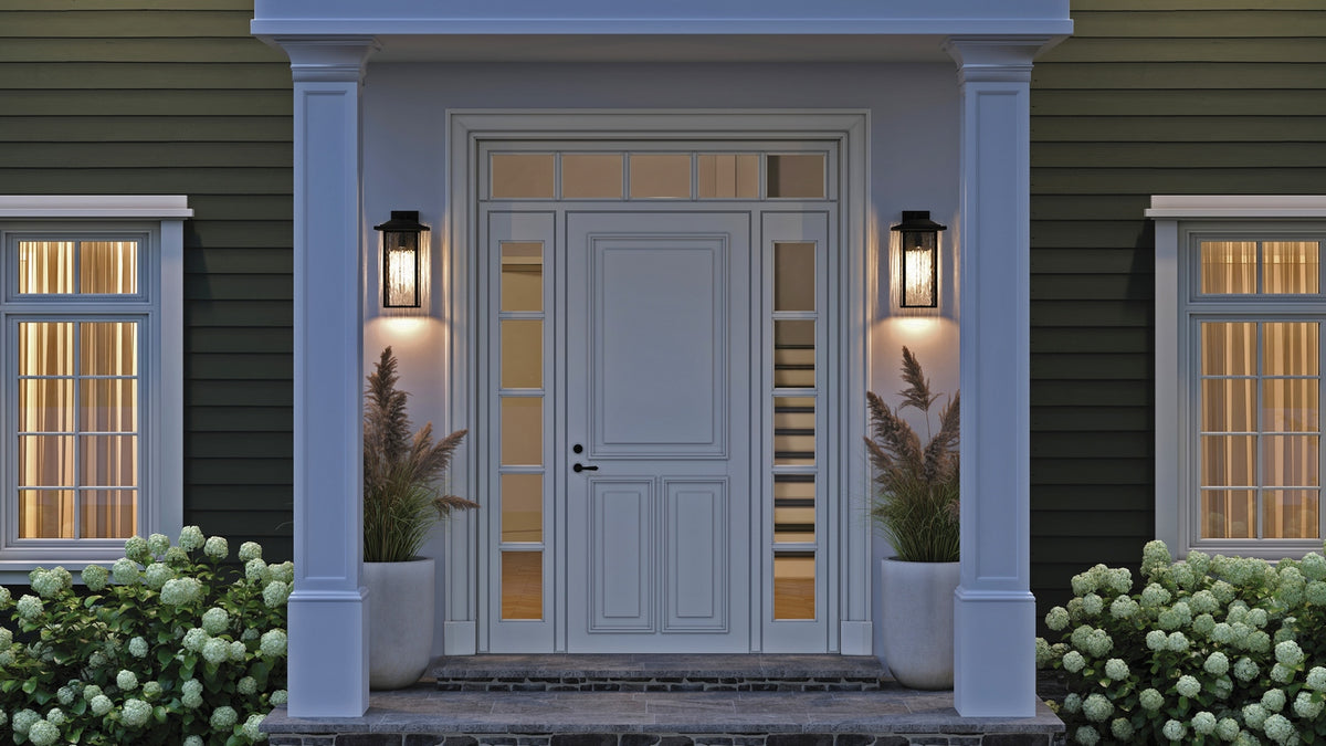 KICHLER 49928BKT Capanna 1-Light Extra-Large Wall Light With Clear Water Glass In Textured Black