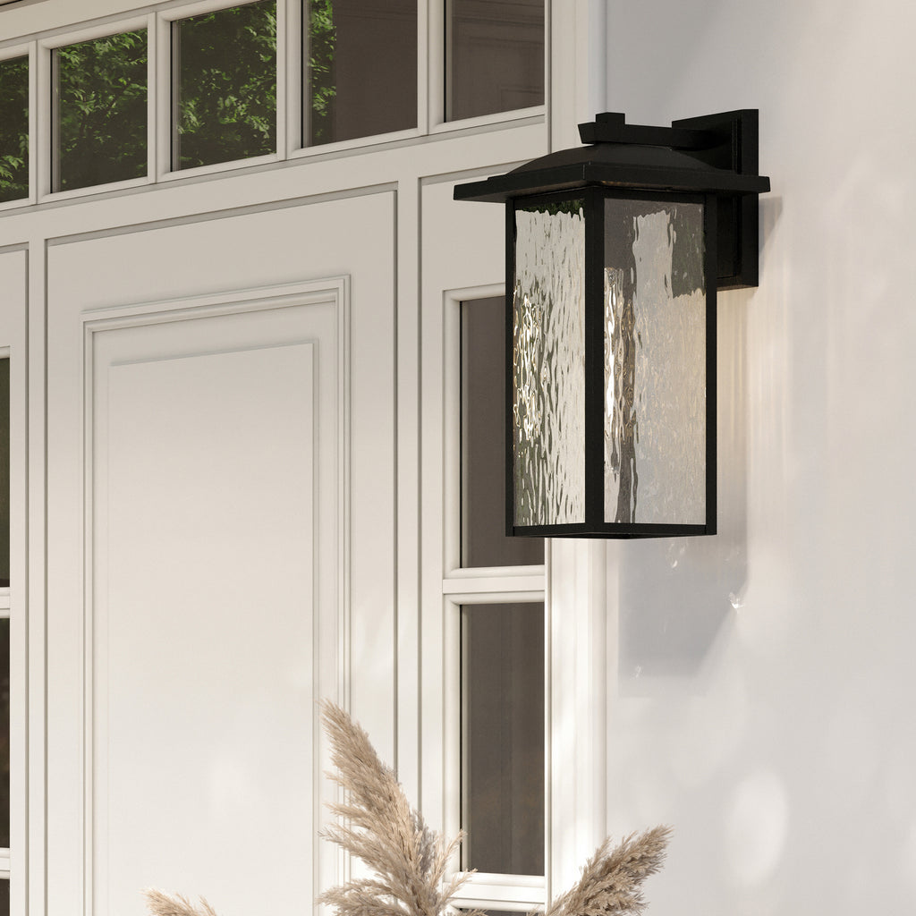 KICHLER 49928BKT Capanna 1-Light Extra-Large Wall Light With Clear Water Glass In Textured Black
