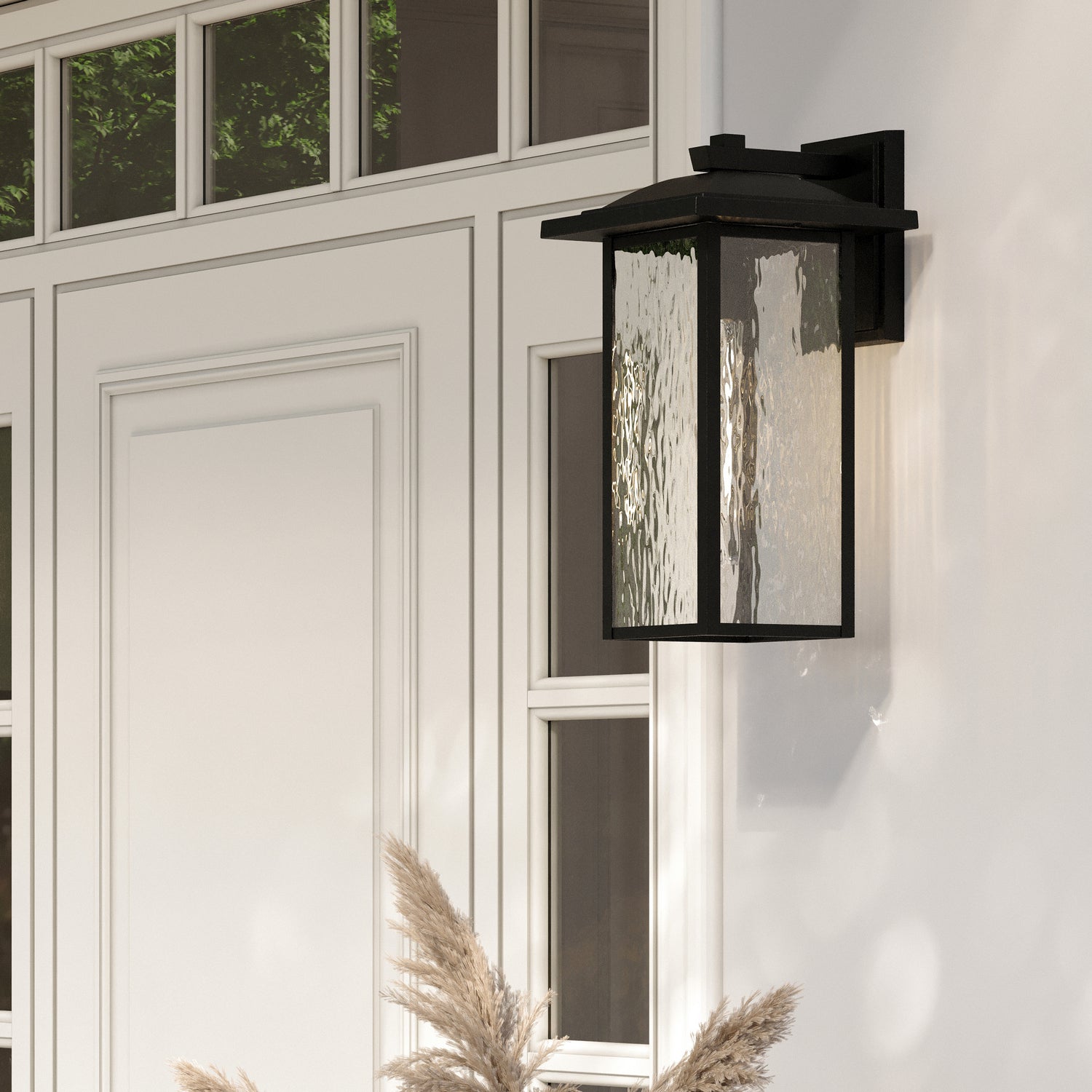 KICHLER 49928BKT Capanna 1-Light Extra-Large Wall Light With Clear Water Glass In Textured Black