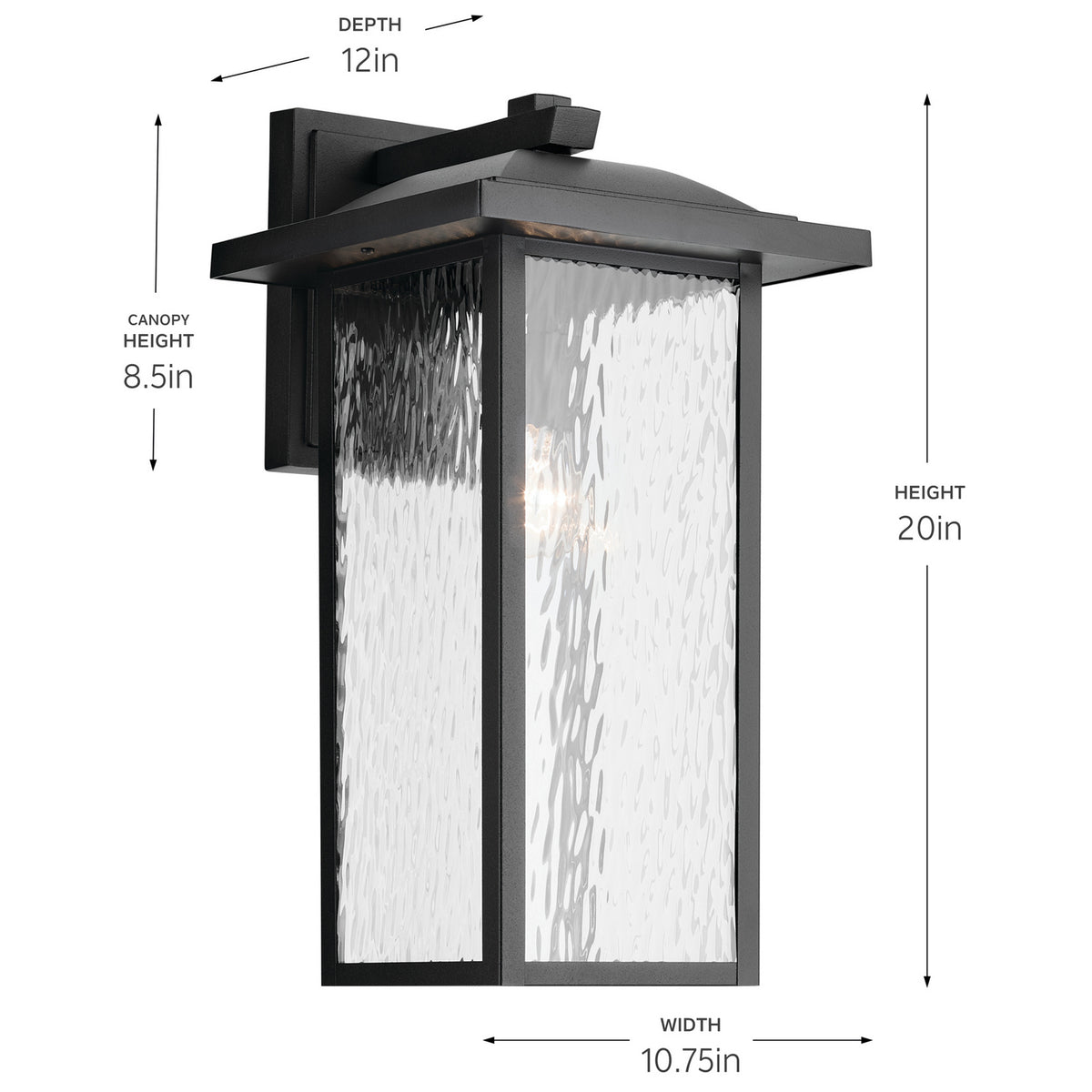 KICHLER 49928BKT Capanna 1-Light Extra-Large Wall Light With Clear Water Glass In Textured Black