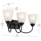 KICHLER 45639BK Jolie 3-Light Vanity Light With Satin Etched Glass In Black