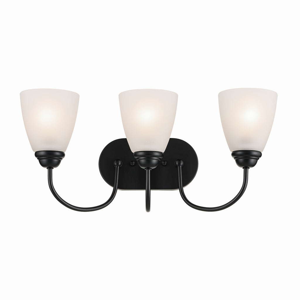 KICHLER 45639BK Jolie 3-Light Vanity Light With Satin Etched Glass In Black