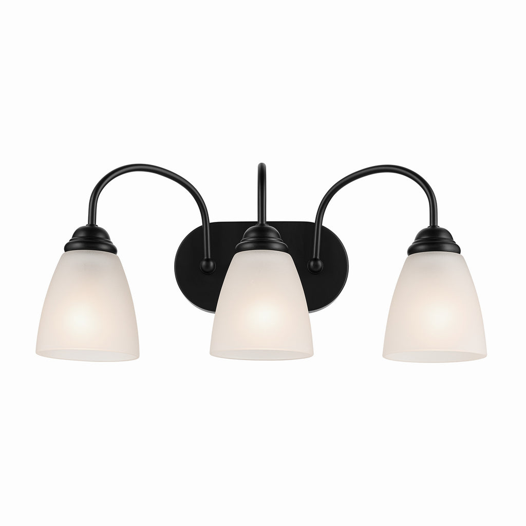 KICHLER 45639BK Jolie 3-Light Vanity Light With Satin Etched Glass In Black