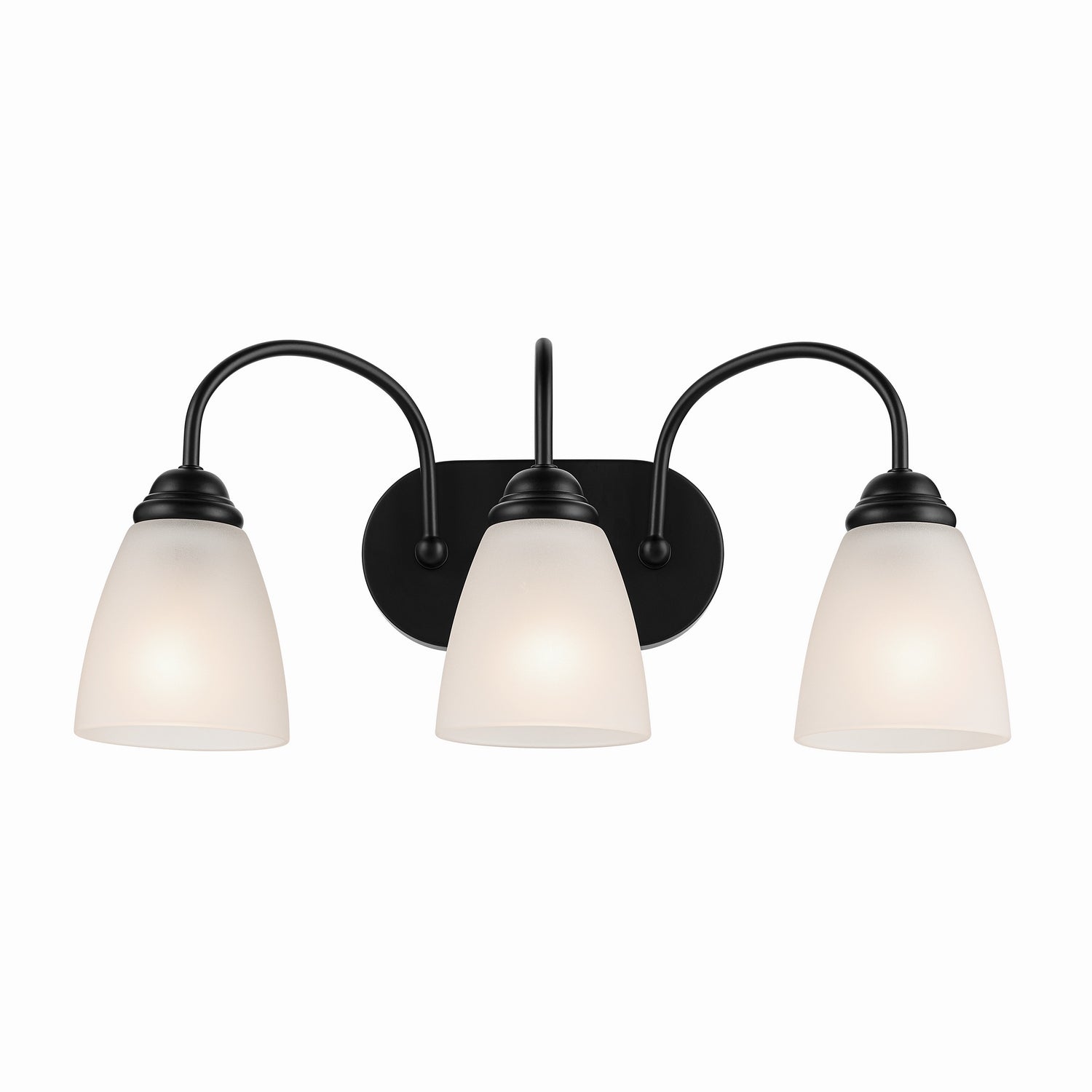 KICHLER 45639BK Jolie 3-Light Vanity Light With Satin Etched Glass In Black