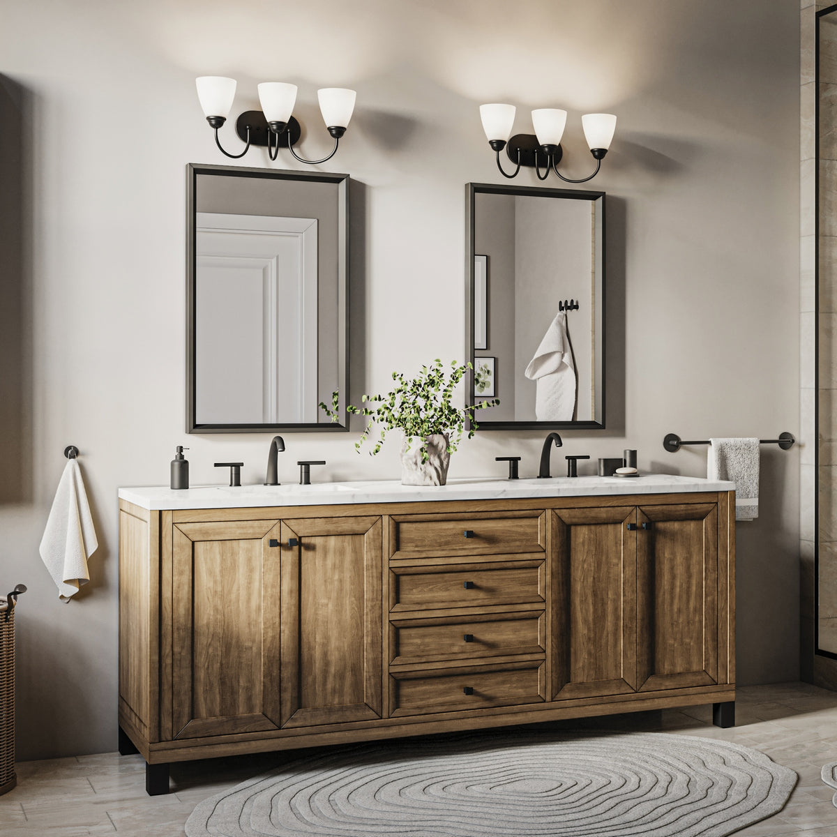 KICHLER 45639BK Jolie 3-Light Vanity Light With Satin Etched Glass In Black